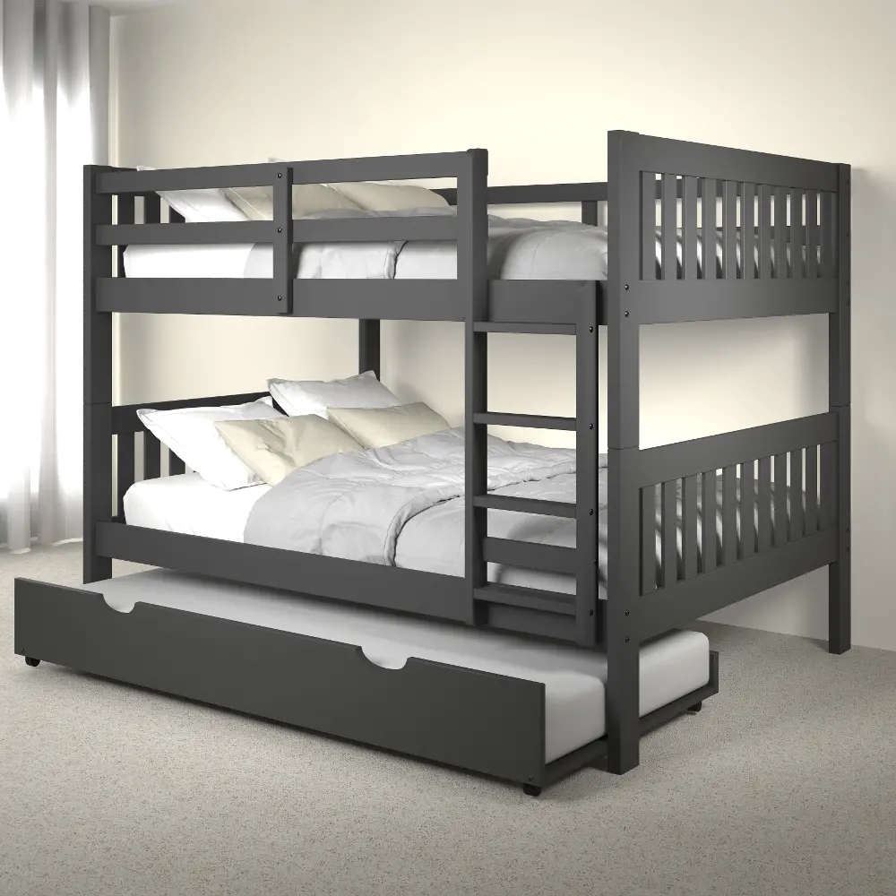 Mission Gray Full-over-Full Bunk Bed with Trundle-1