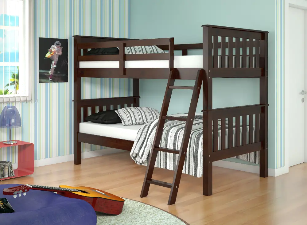 Mission Dark Brown Twin-over-Twin Bunk Bed-1