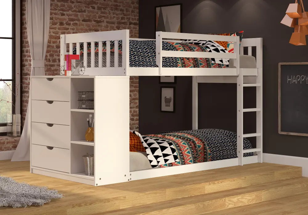 Mission White Twin-over-Twin Bunk Bed with Chest-1