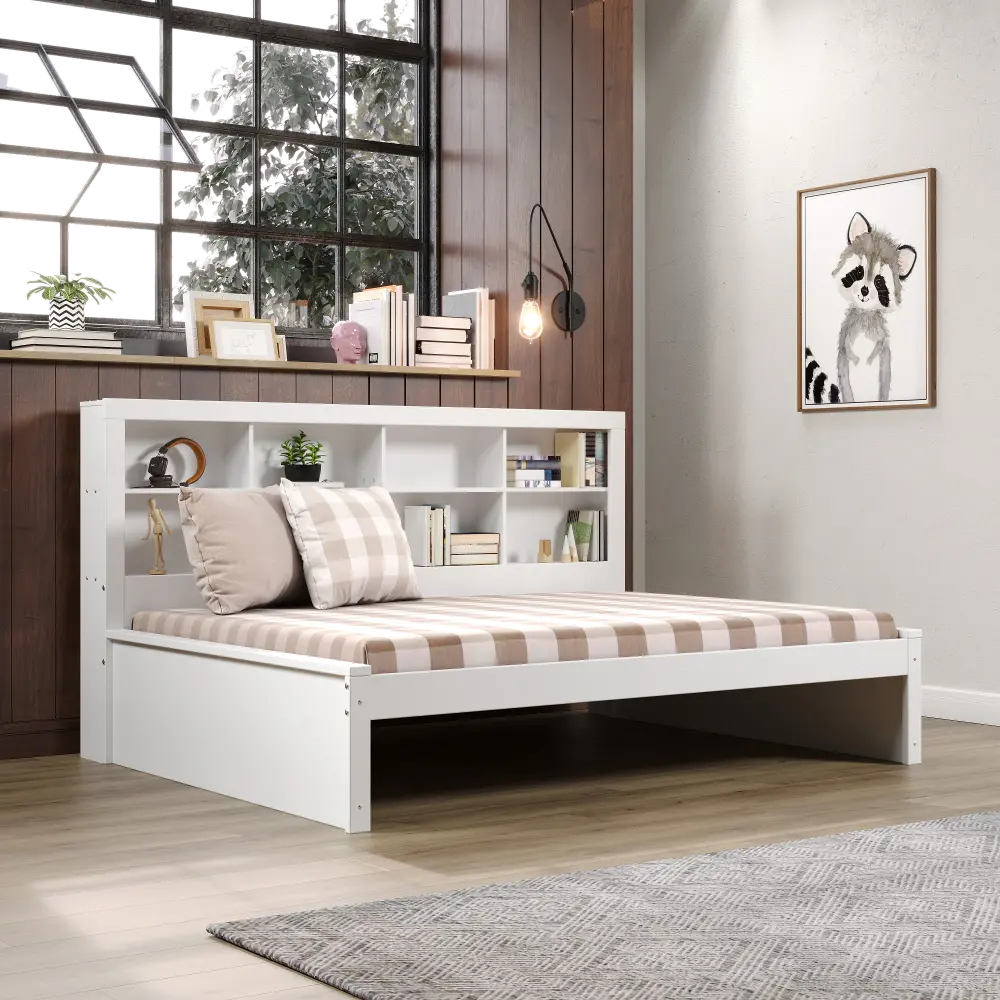 White Full Bookcase Daybed-1