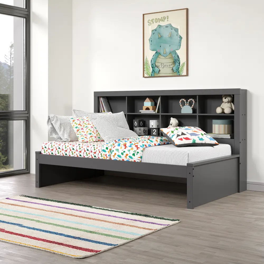 Gray Twin Bookcase Daybed-1