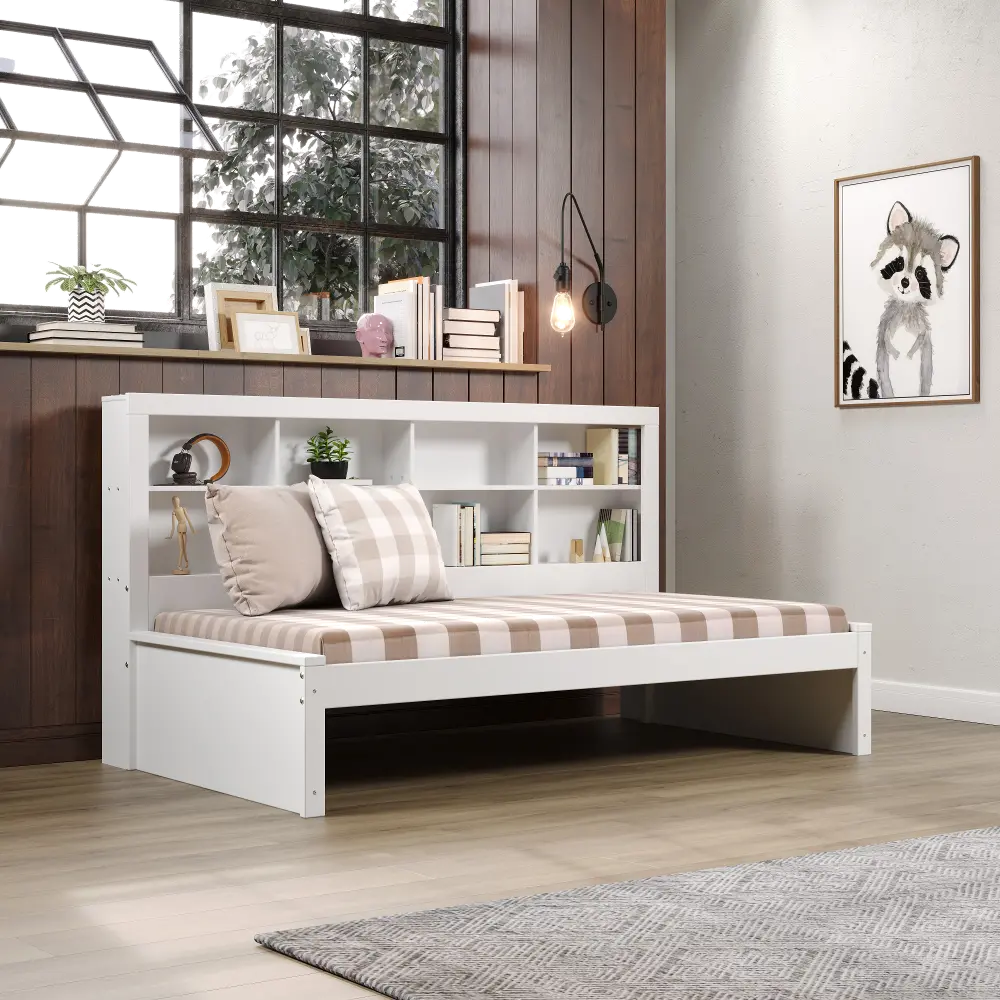 White Twin Bookcase Daybed-1
