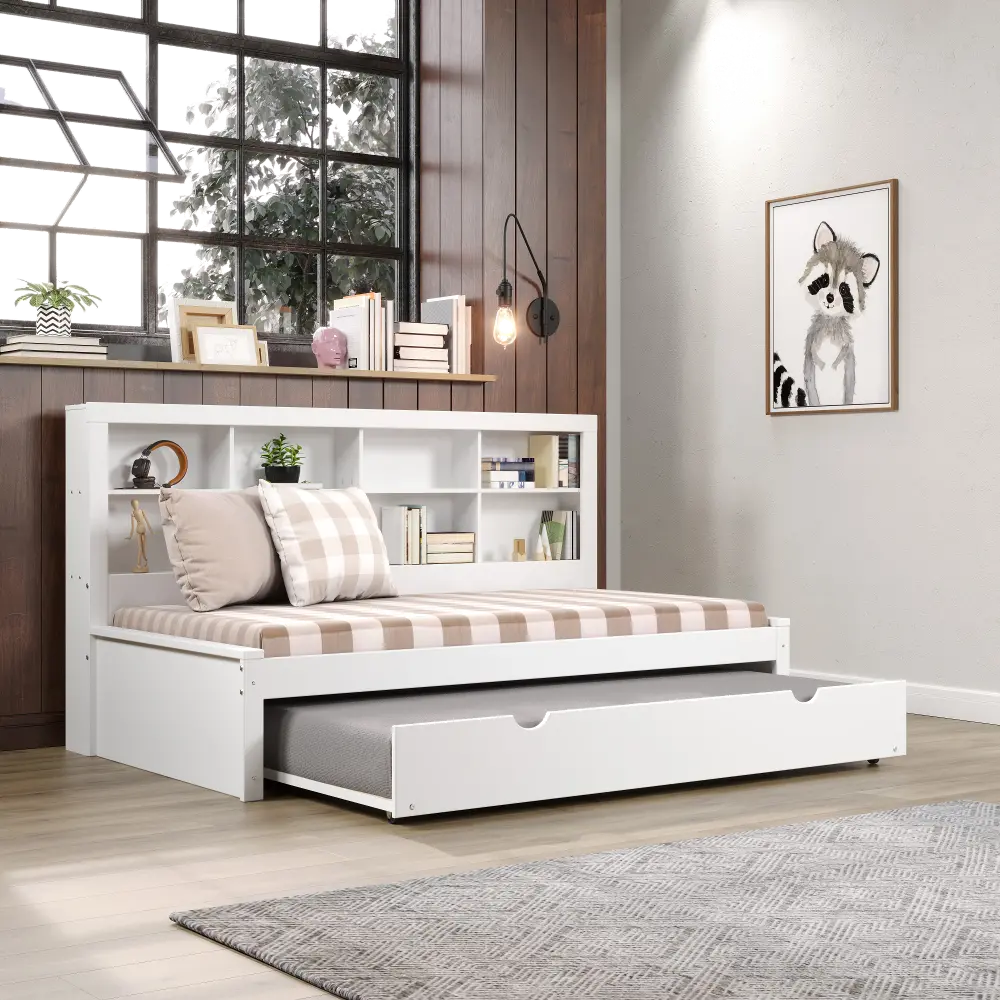 White Twin Bookcase Daybed with Trundle | RC Willey