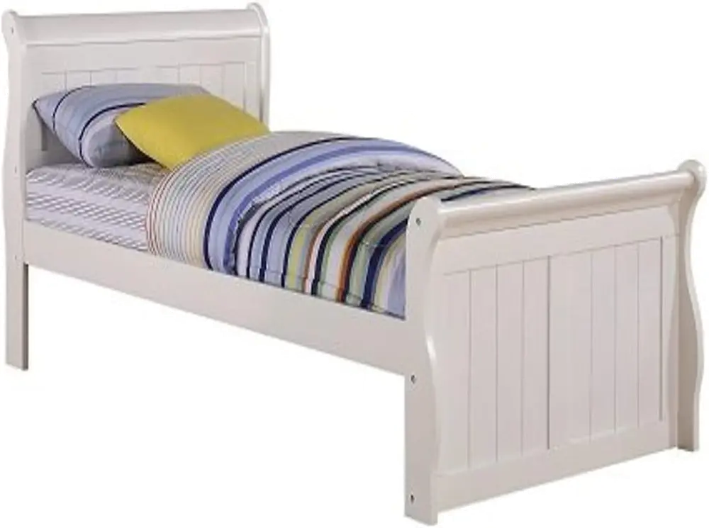 Mission White Twin Sleigh Bed-1