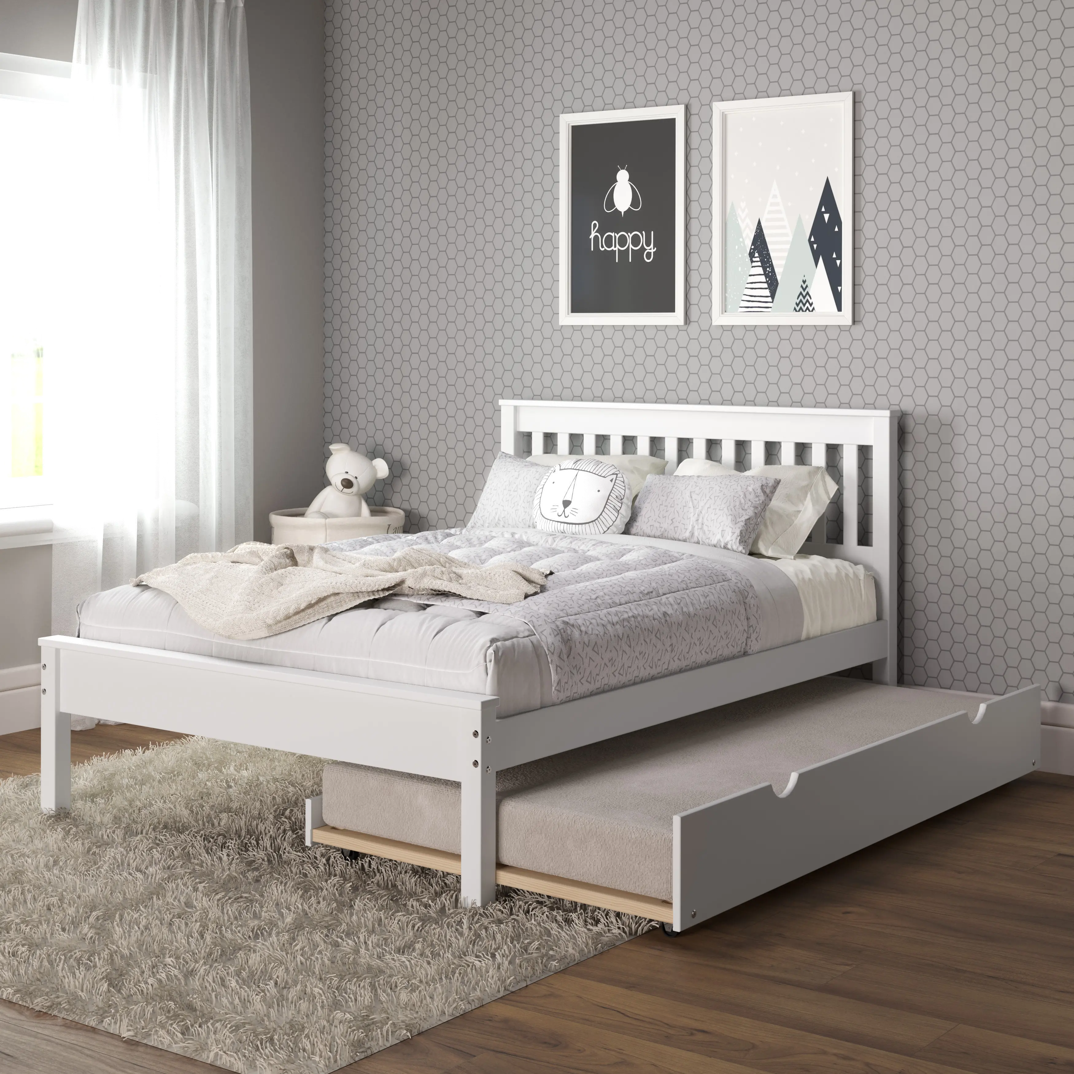 Contempo White Full Bed with Trundle