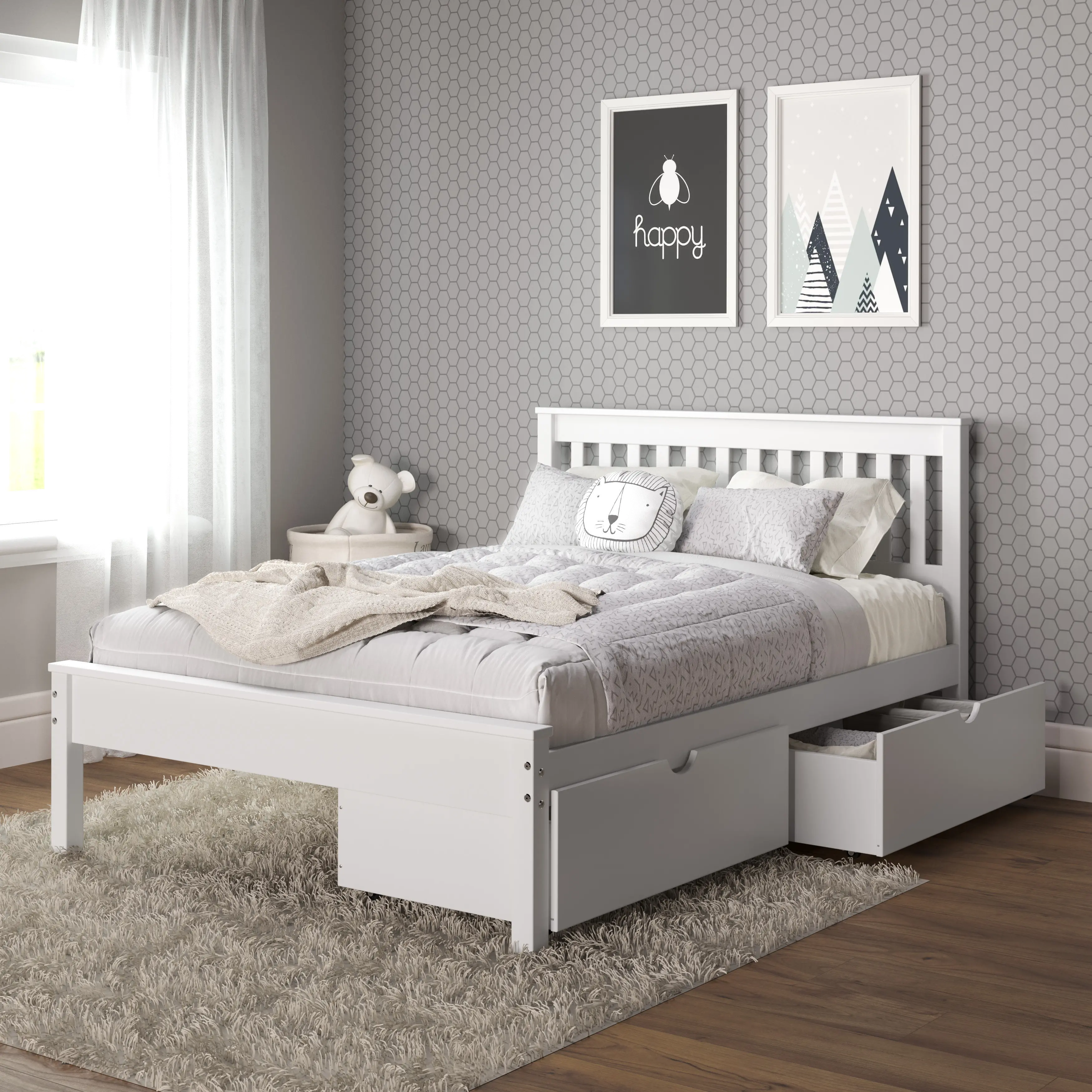 Contempo White Full Bed with Storage
