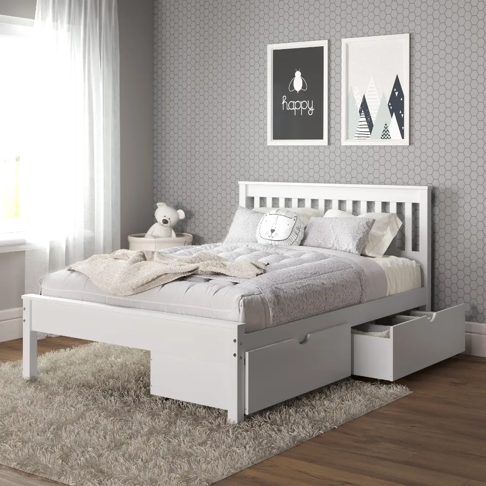 Contempo White Full Bed with Storage-1
