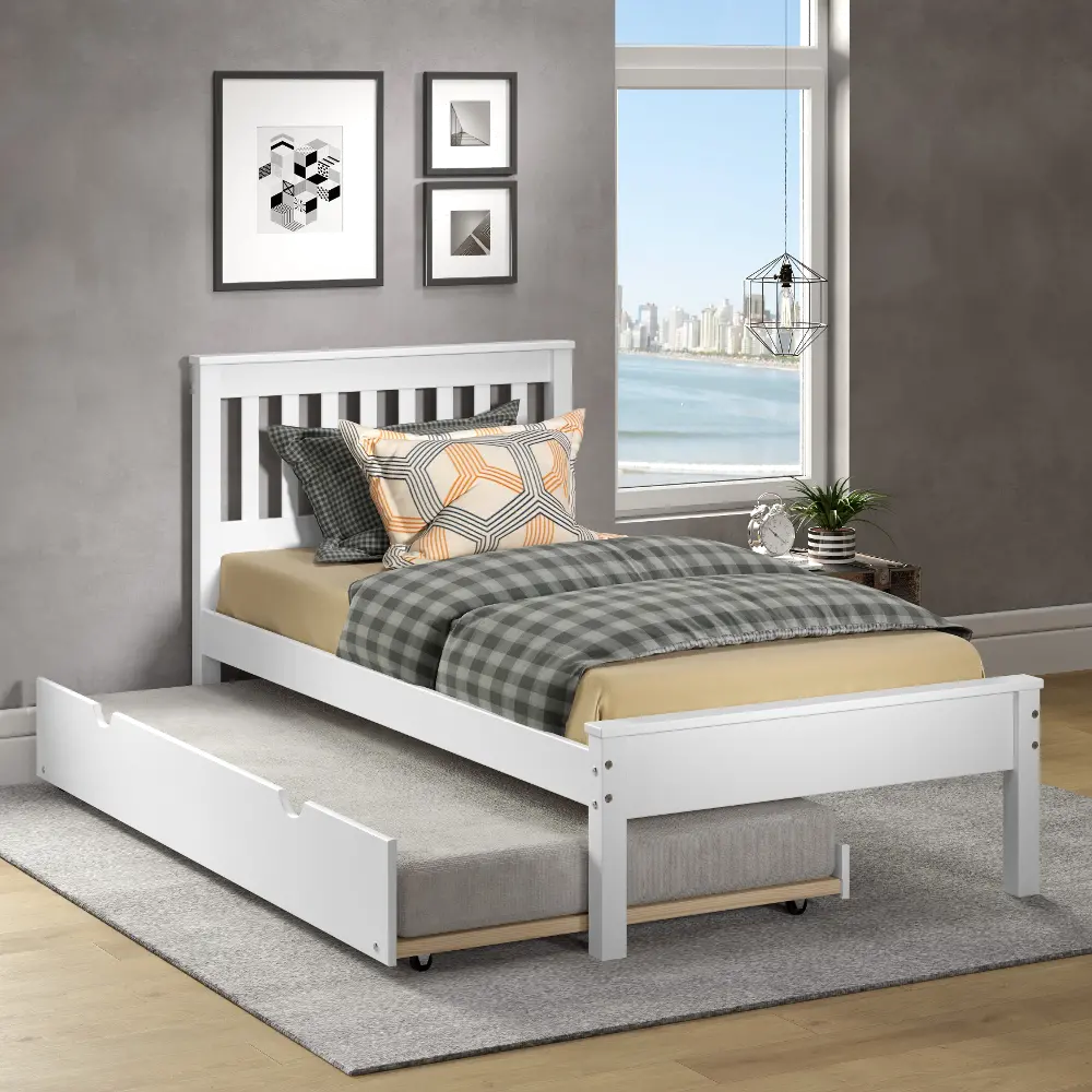 Contempo White Twin Bed with Trundle-1