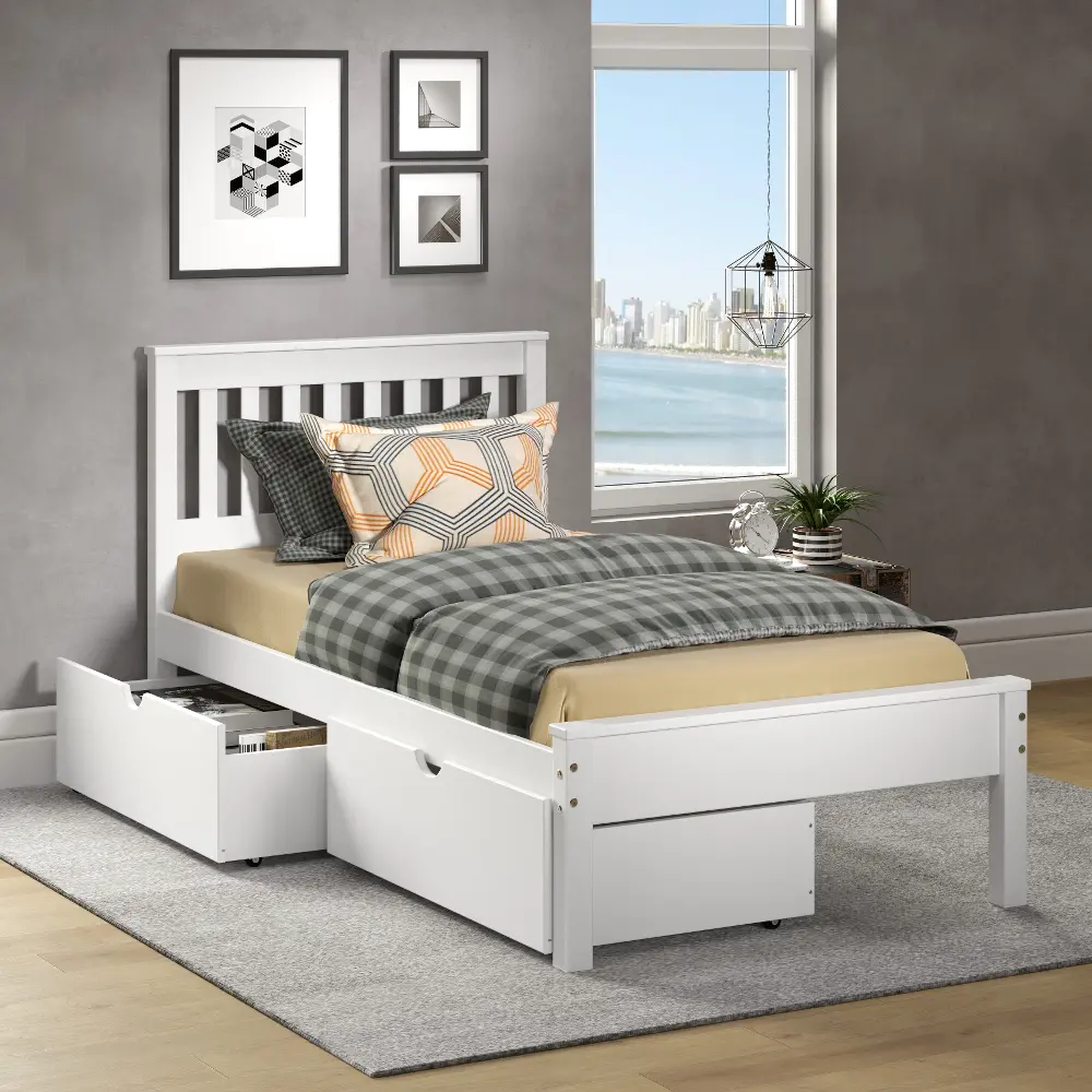 Contempo White Twin Bed with Storage-1