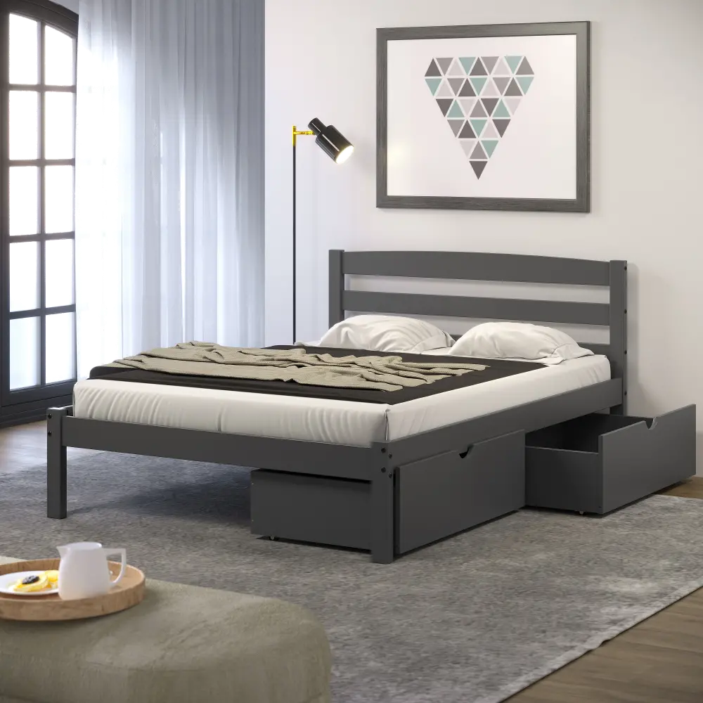 Econo Gray Full Bed with Storage Drawers | RC Willey