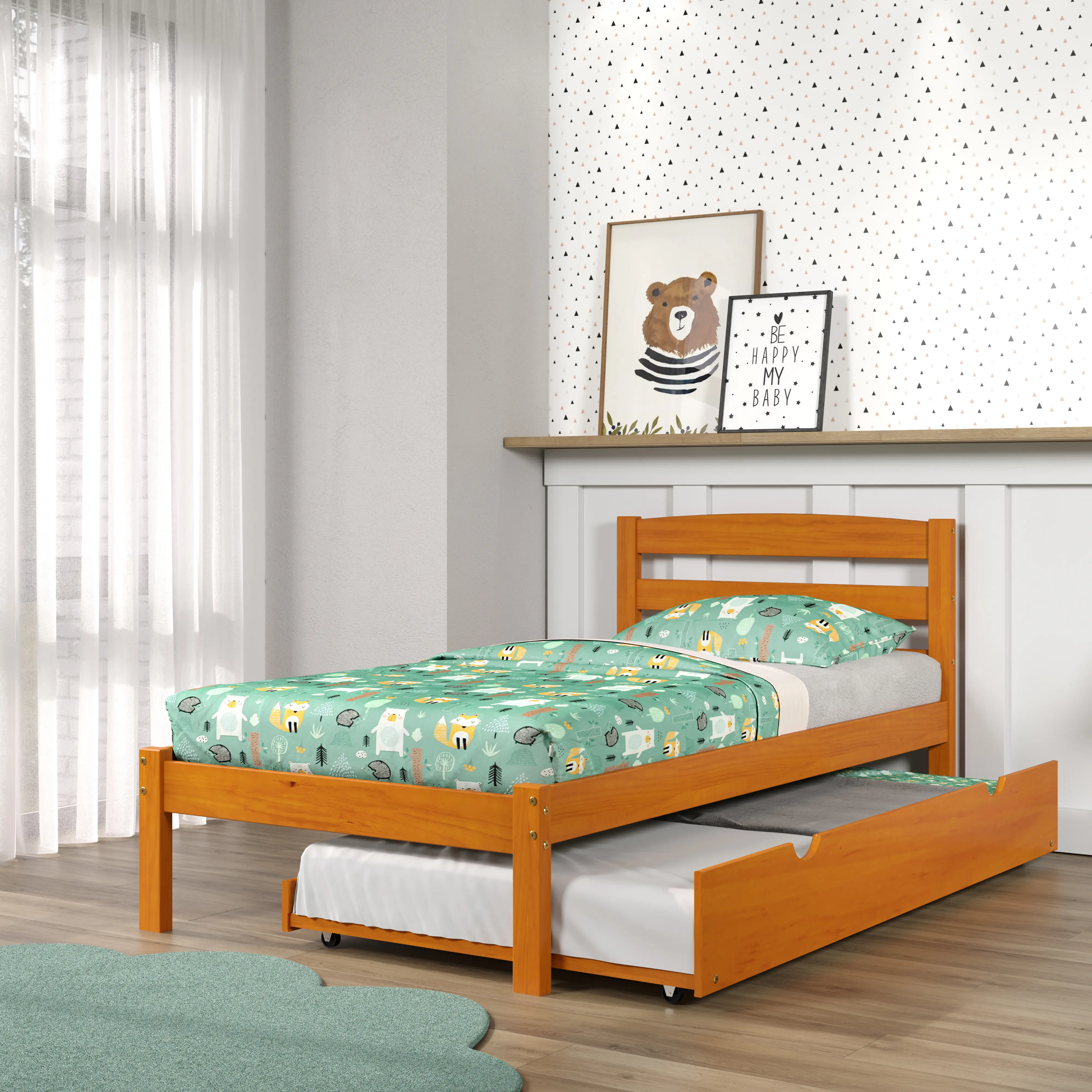 Econo Honey Twin Bed with Trundle