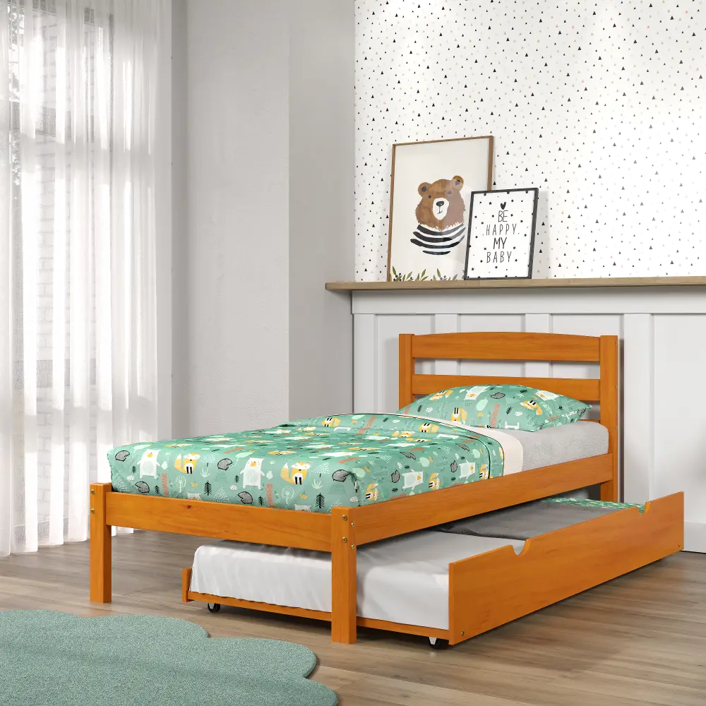 Econo Honey Twin Bed with Trundle-1