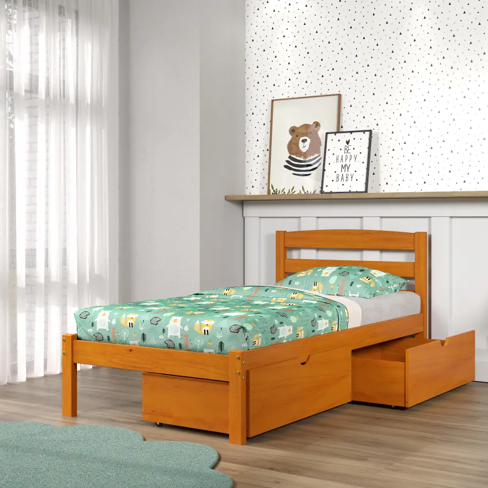 Econo Honey Twin Bed with Storage Drawers-1