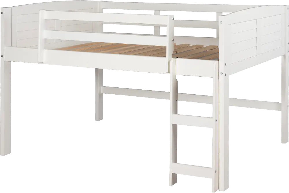 Louver White Twin Loft Bed-1