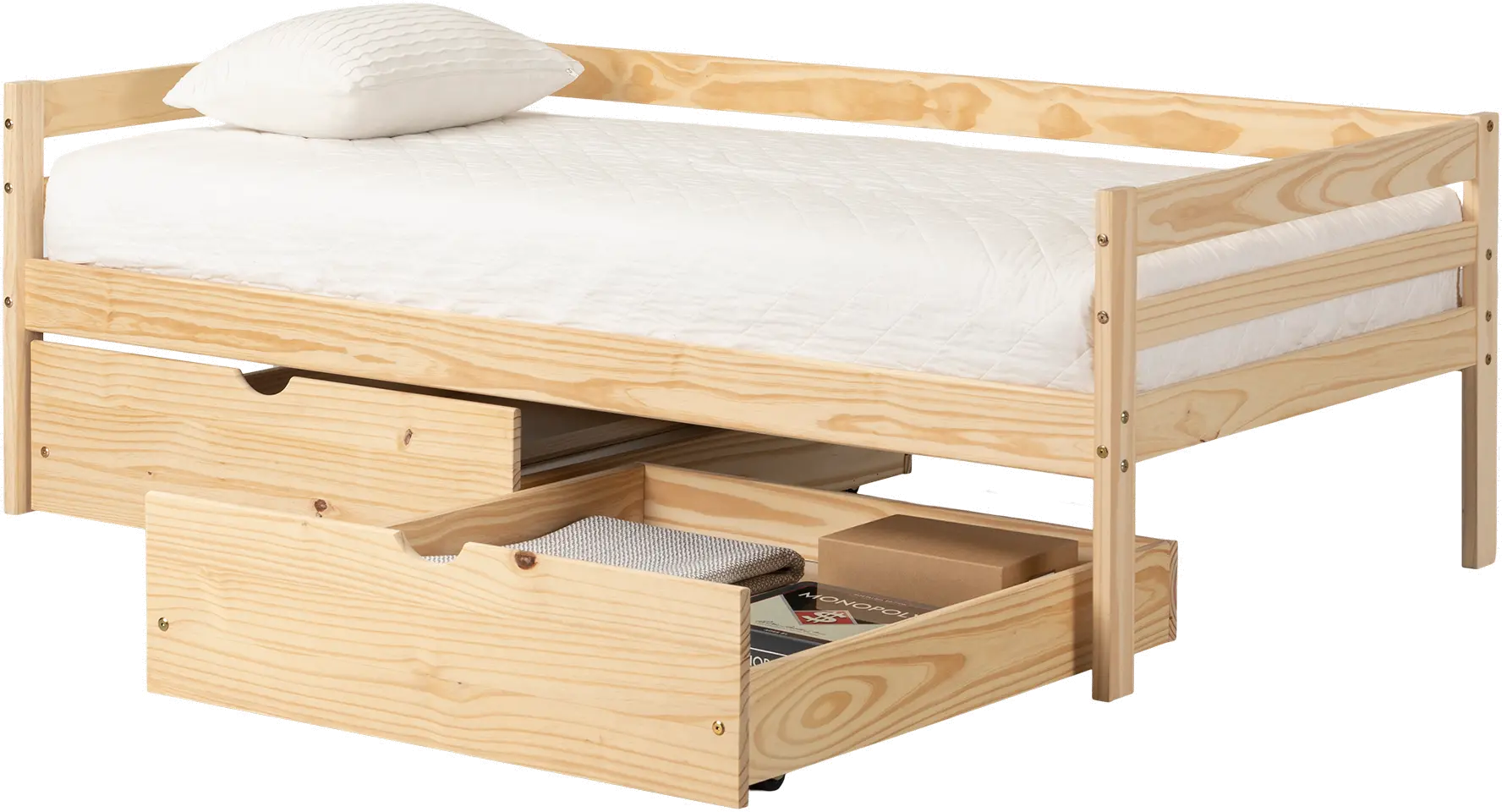 Sweedi Natural Twin Solid Wood Daybed with Storage Drawers - South...