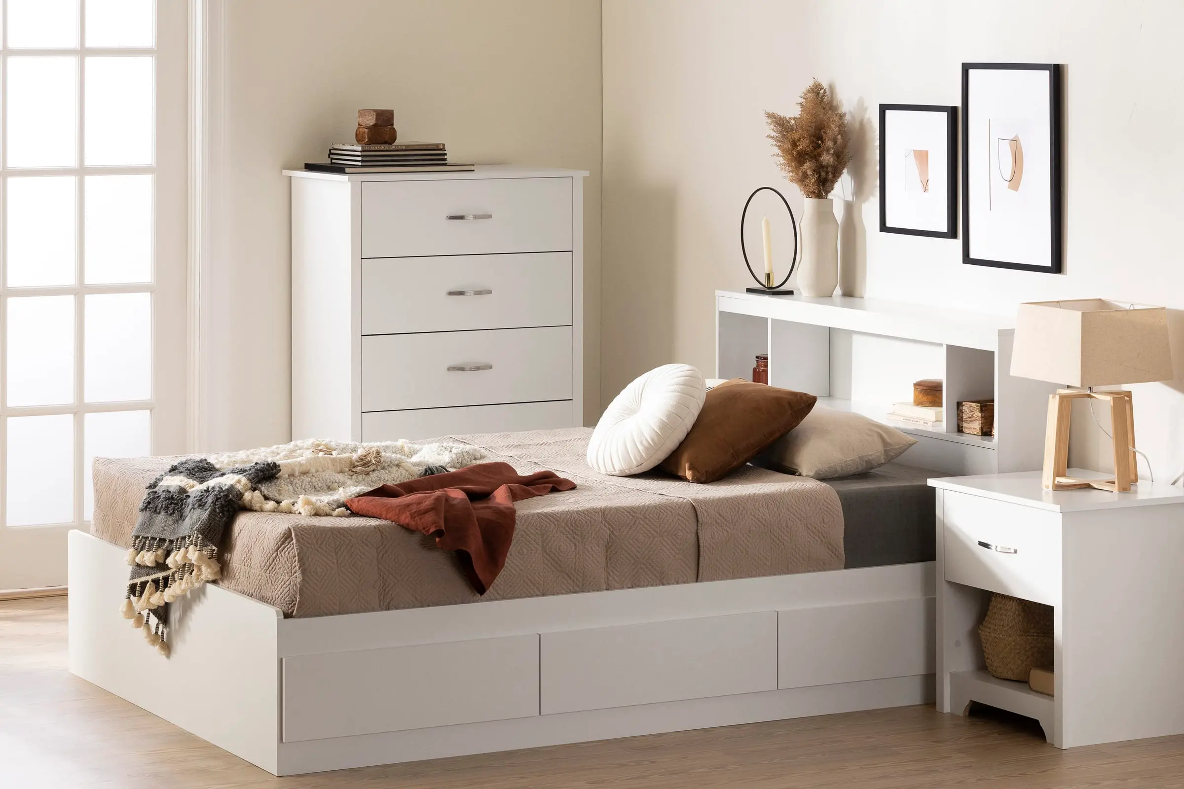 15131 Fusion White Full Bed and Headboard Set - South Sh sku 15131