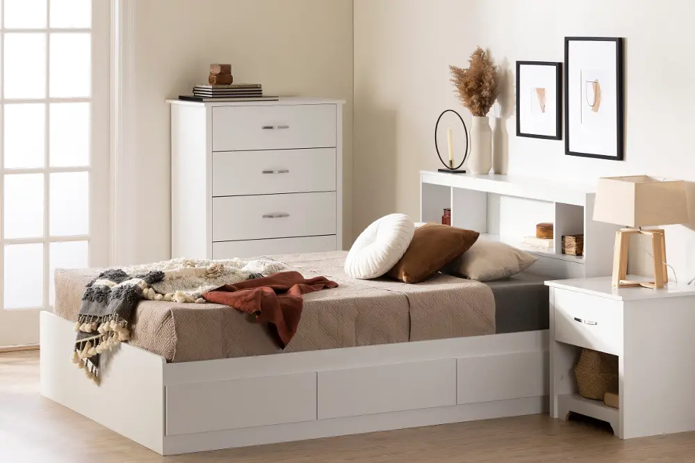 15131 Fusion White Full Bed and Headboard Set - South Shore-1