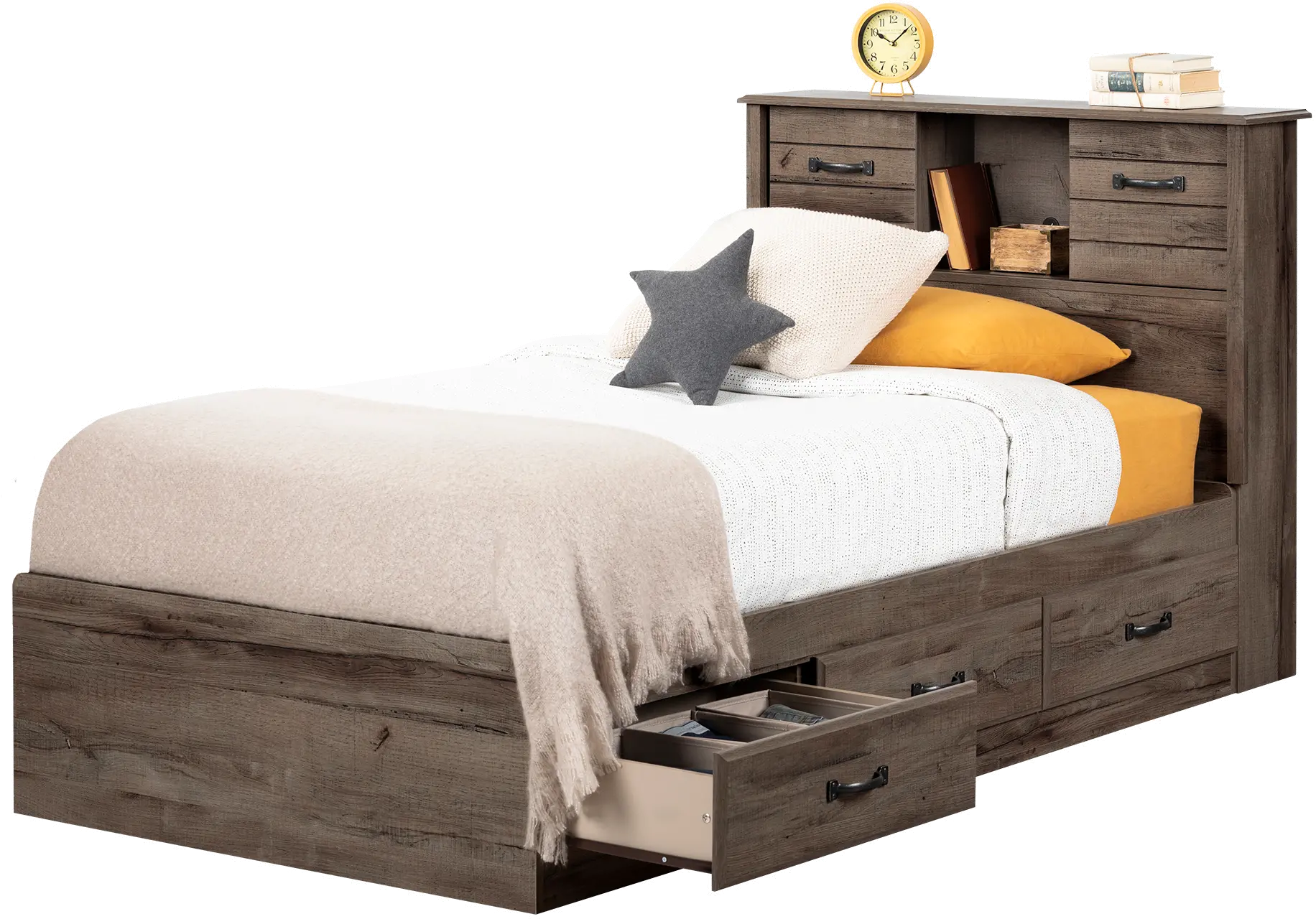 Ulysses Brown Twin Bed and Headboard Set - South Shore