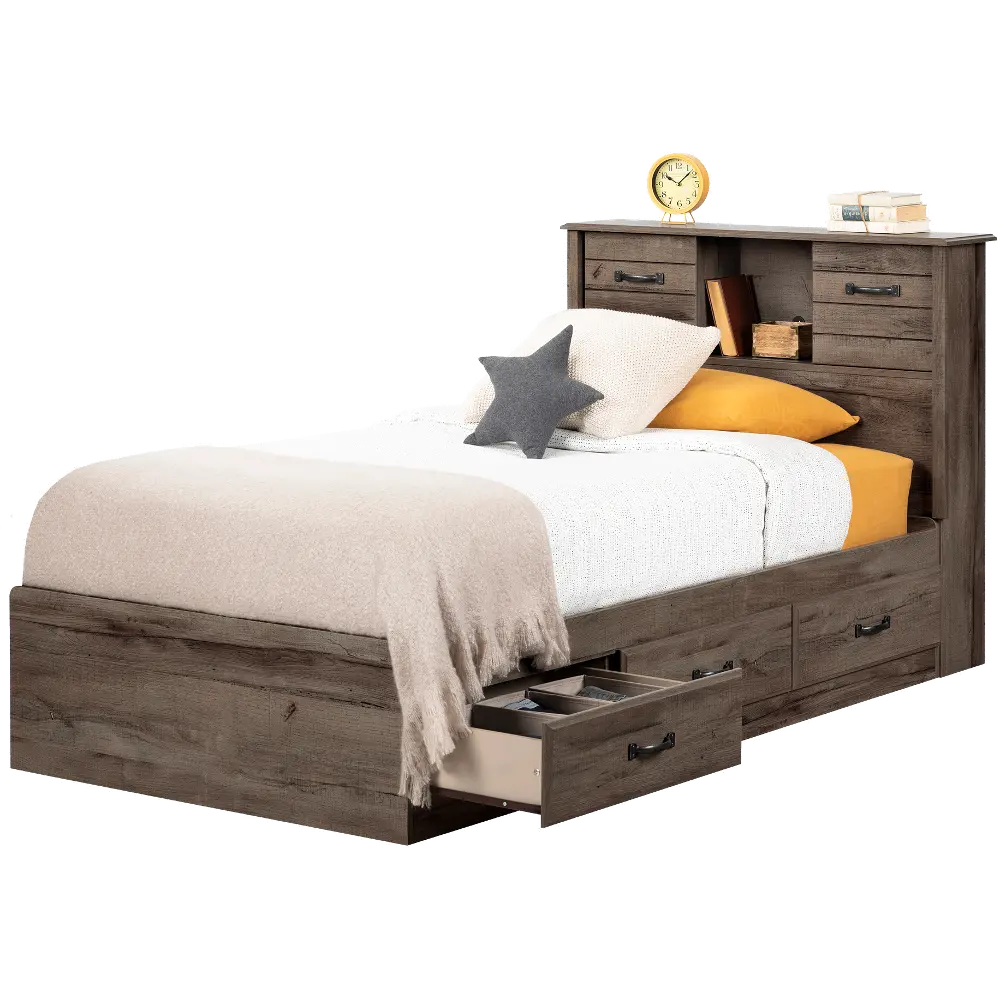15133 Ulysses Brown Twin Bed and Headboard Set - South Shore-1