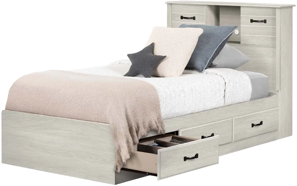 15134 Ulysses Light Gray Twin Bed and Headboard Set - South Shore-1