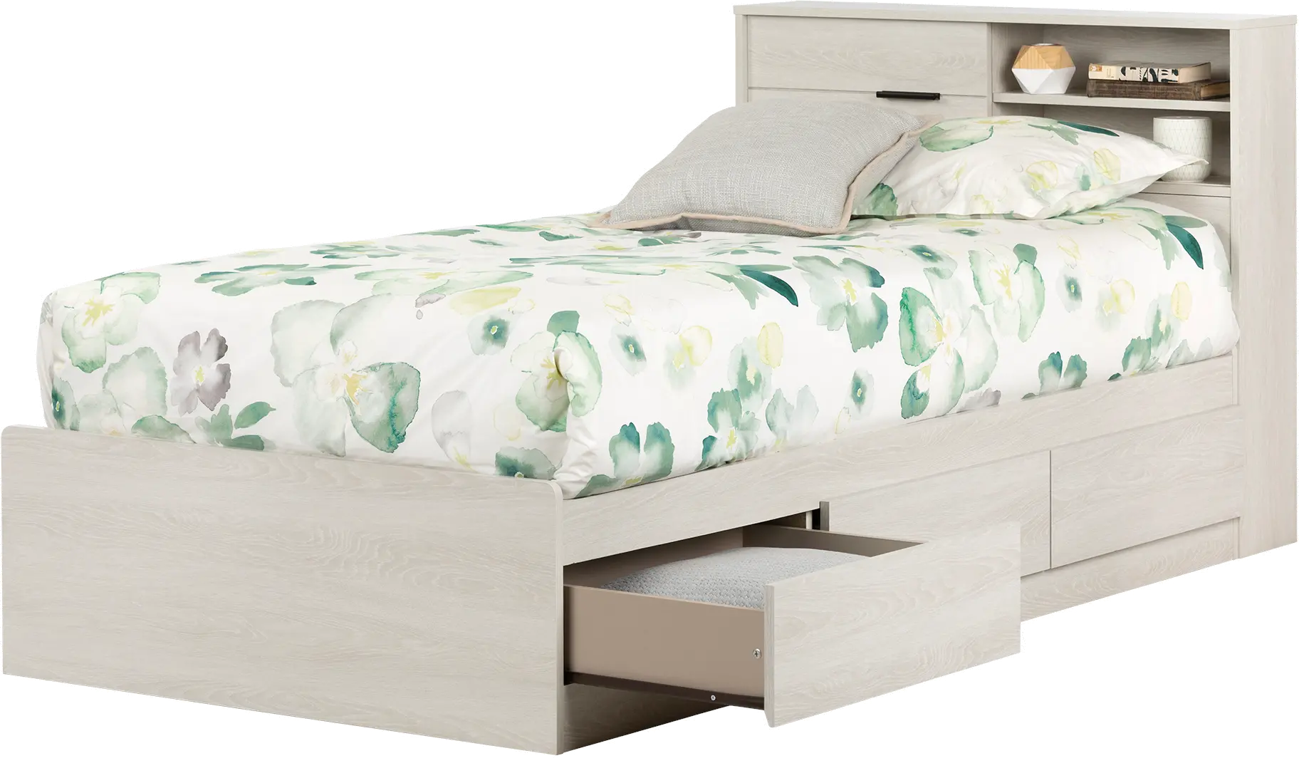 Fynn Light Gray Twin Bed and Headboard Set - South Shore