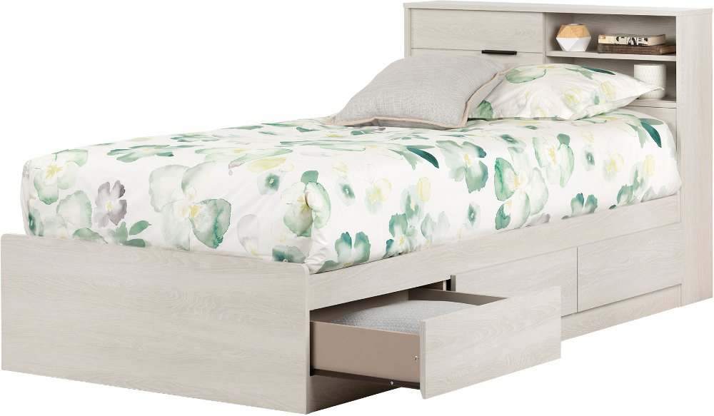 Fynn Light Gray Twin Bed and Headboard Set - South Shore