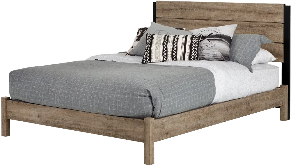 15137 Munich Weathered Oak Queen Platform Bed Set - South Shore-1