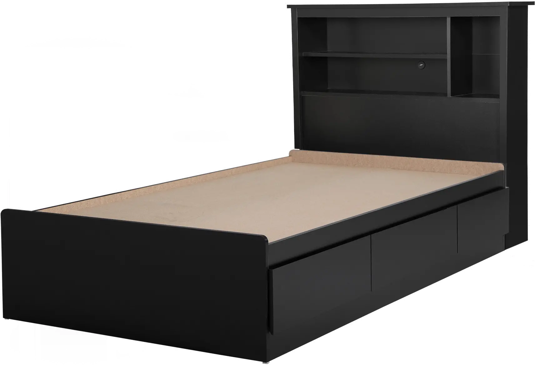 Vito Black Twin Mates Bed with Bookcase Headboard Set - South Shore