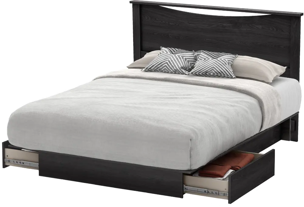 15140 Step One Gray Oak Full/Queen Bed and Headboard Set - South Shore-1