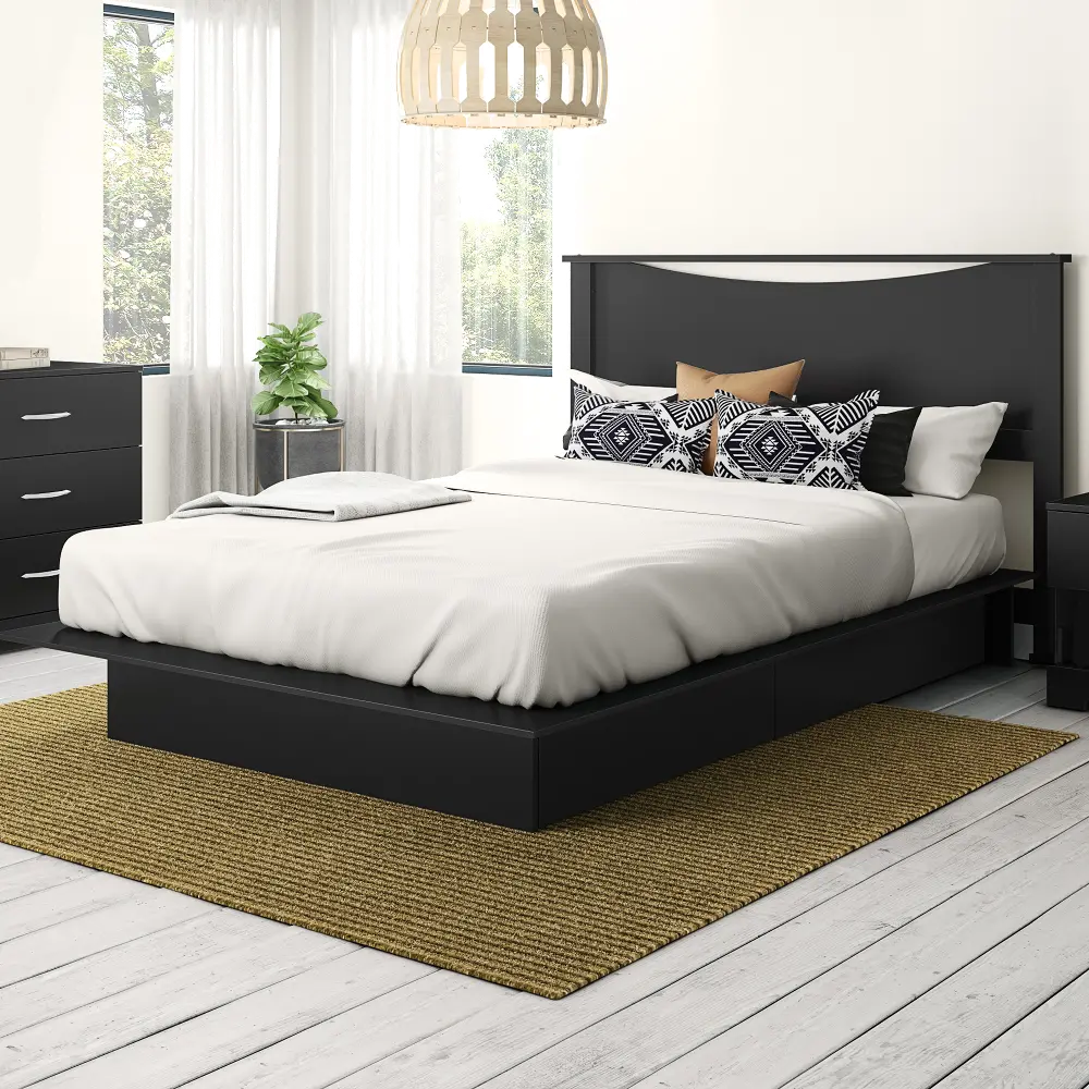 15141 Step One Black Full/Queen Bed and Headboard Set - South Shore-1