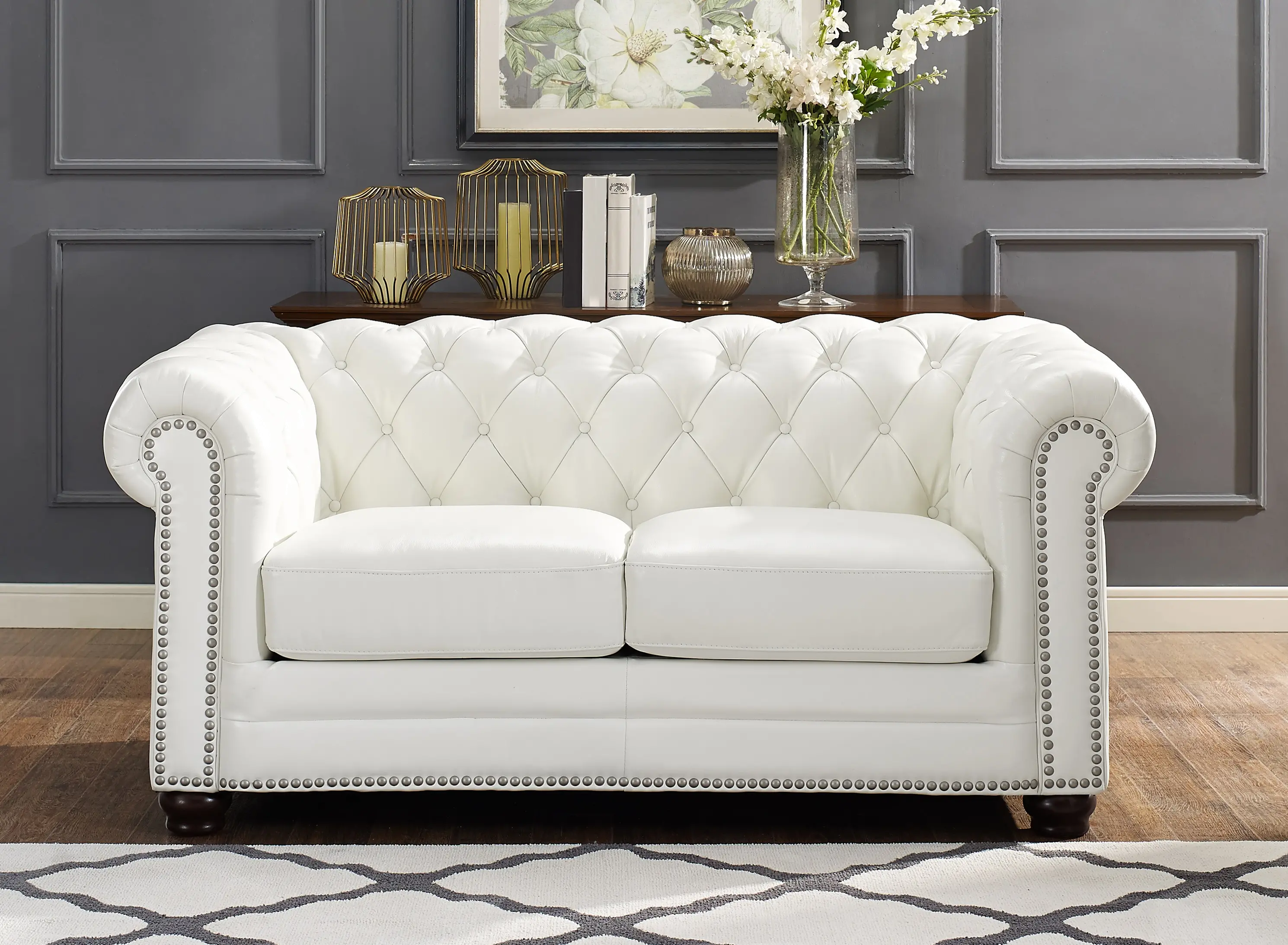 Kennedy White Leather Loveseat - Amax Leather