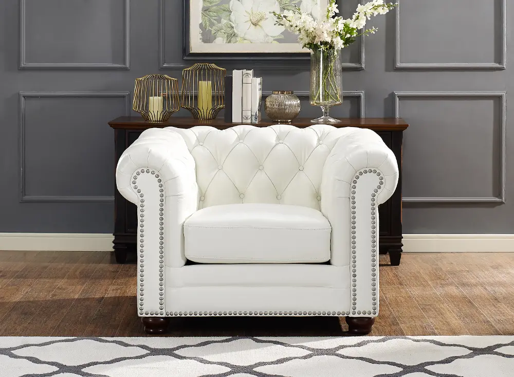 Kennedy White Leather Chair-1