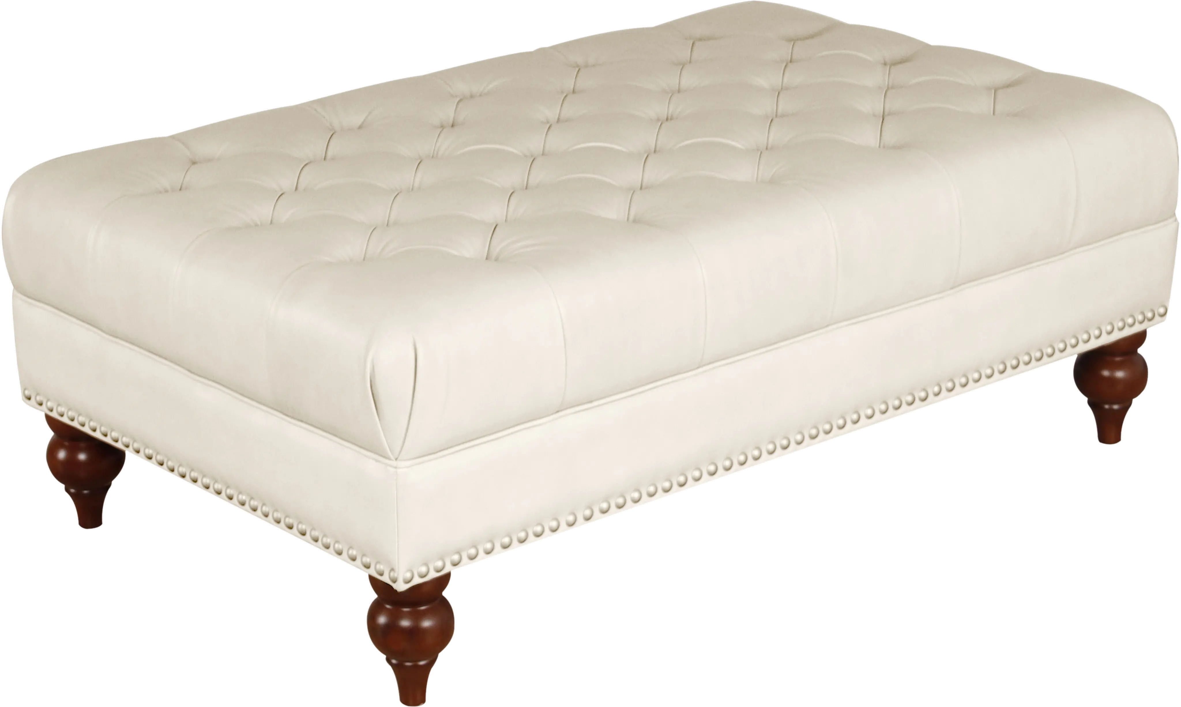Kennedy White Leather Ottoman - Amax Leather