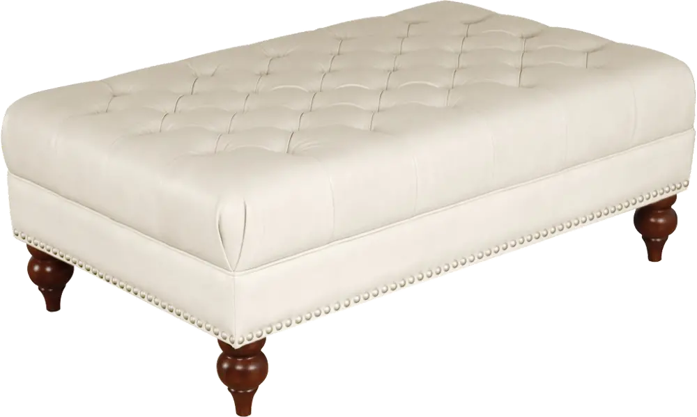 Kennedy White Leather Ottoman - Amax Leather-1