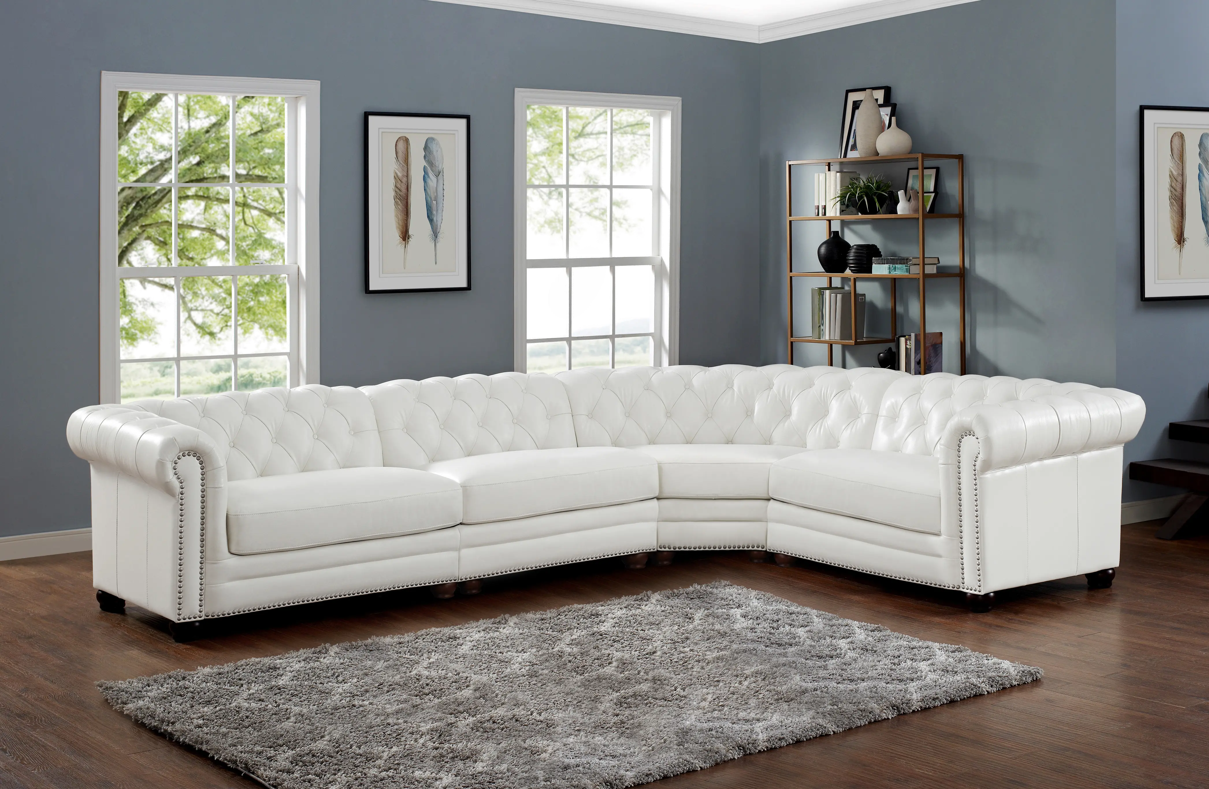 Kennedy White Leather 4 Piece Sectional - Amax Leather
