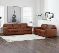 Chatsworth Brown Leather 2 Piece Living Room Set - Sofa & Loveseat - Amax Leather