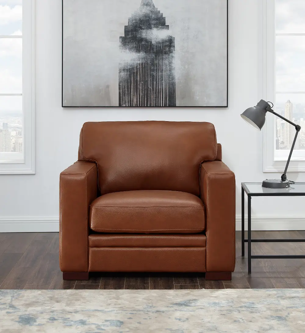 Chatsworth Brown Leather Accent Chair-1