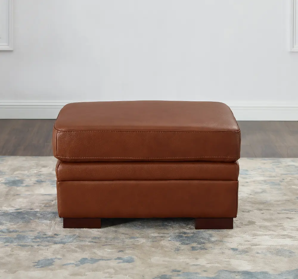 Chatsworth Brown Leather Ottoman-1