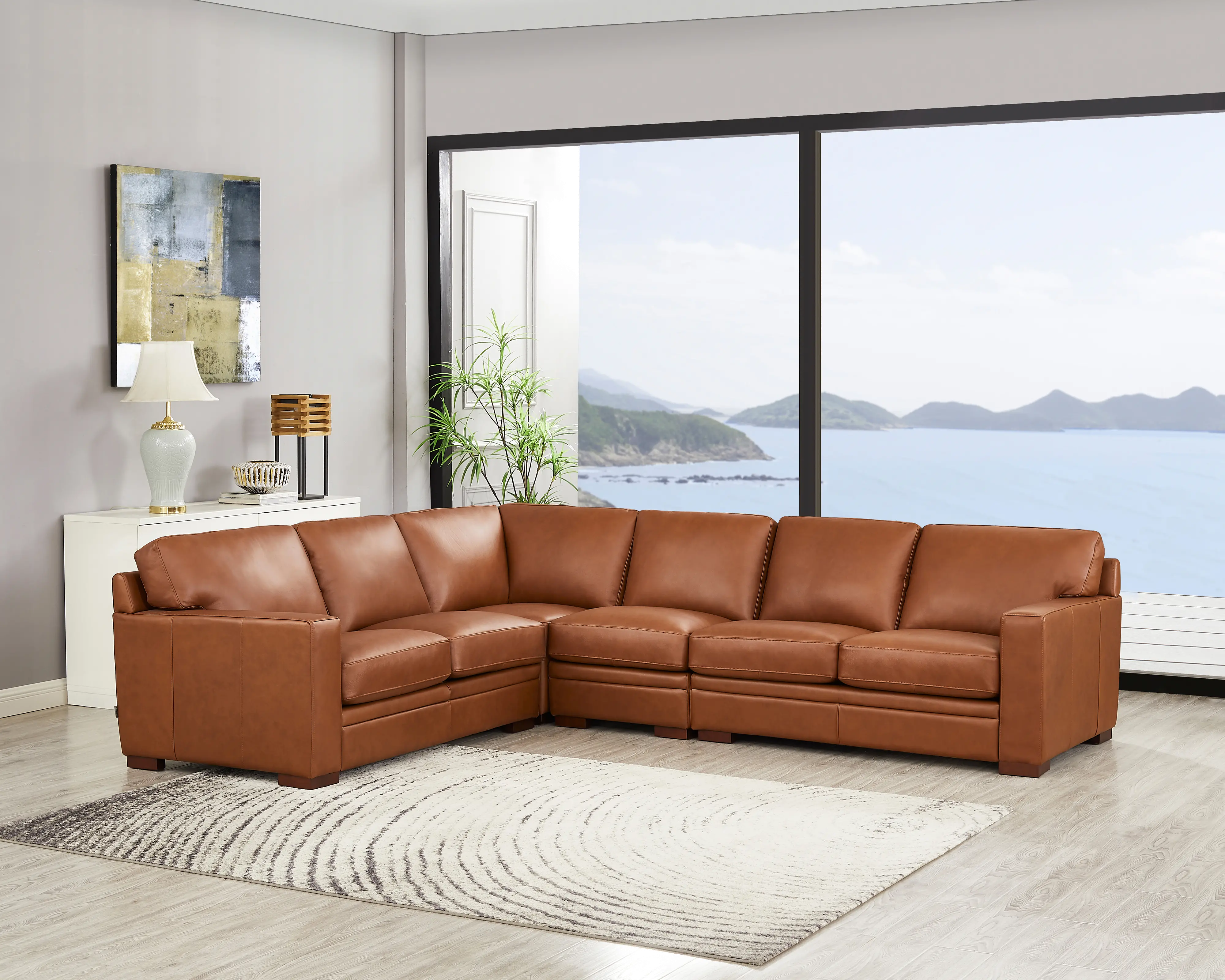 Chatsworth Brown Leather 4 Piece Sectional