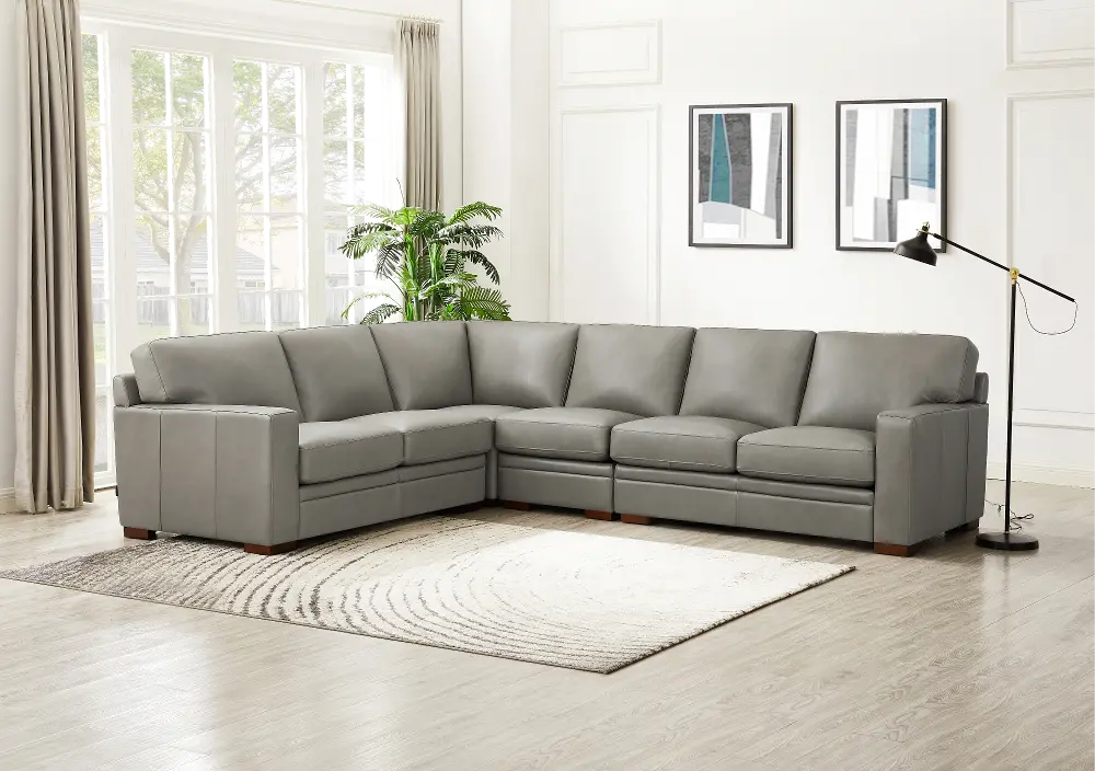 Chatsworth Gray Leather 4 Piece Sectional-1