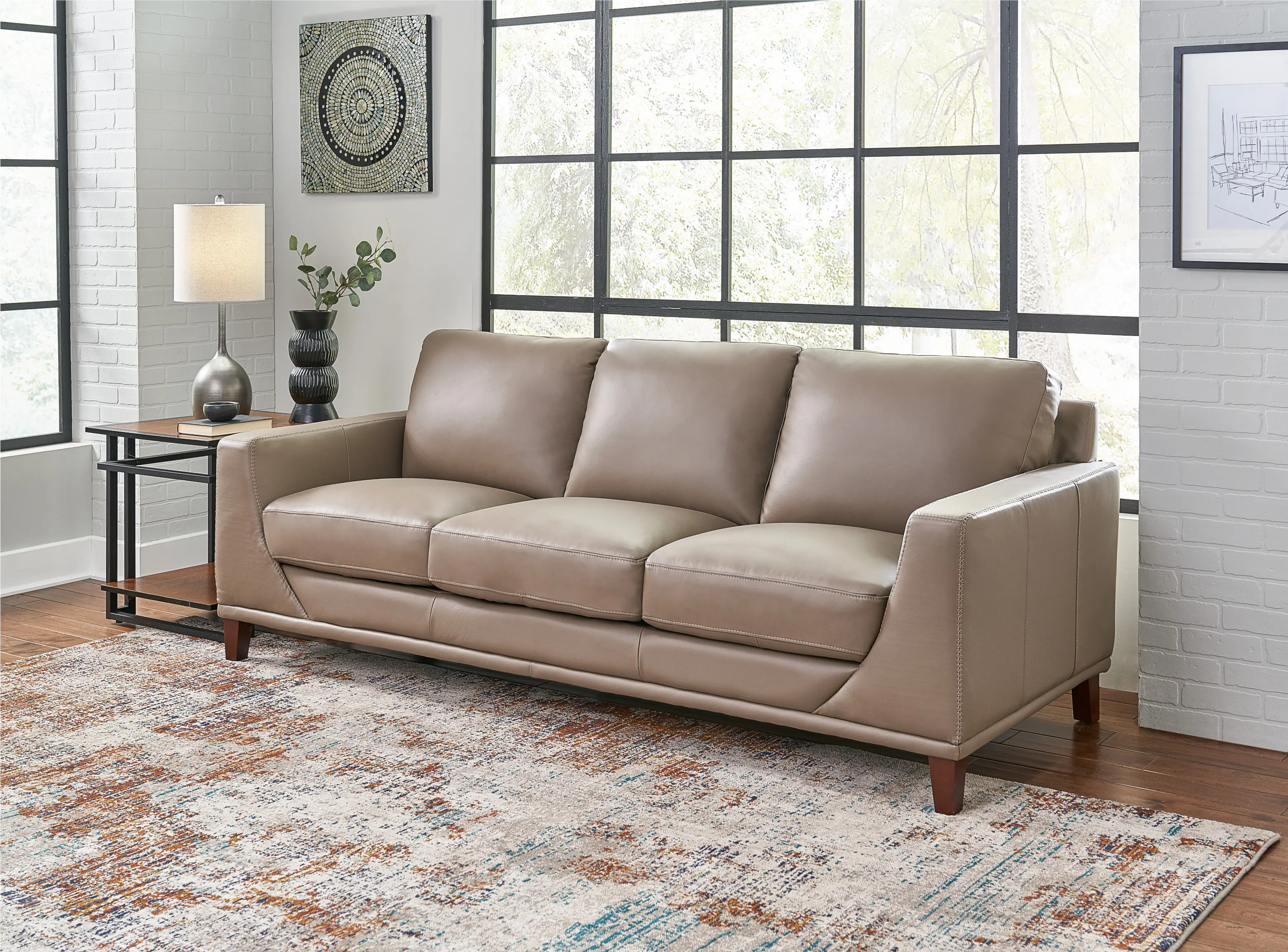 Sonoma Taupe Leather Sofa