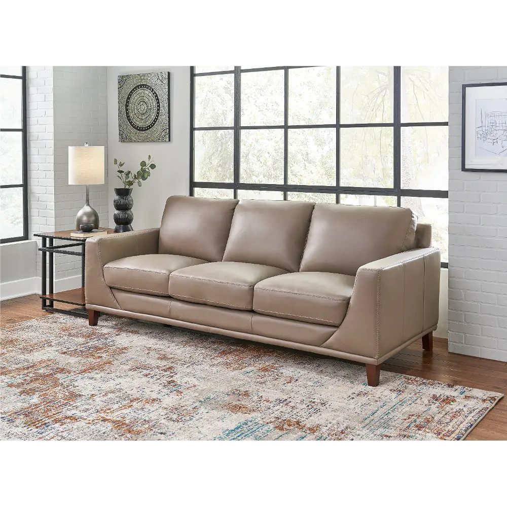 Sonoma Taupe Leather Sofa-1