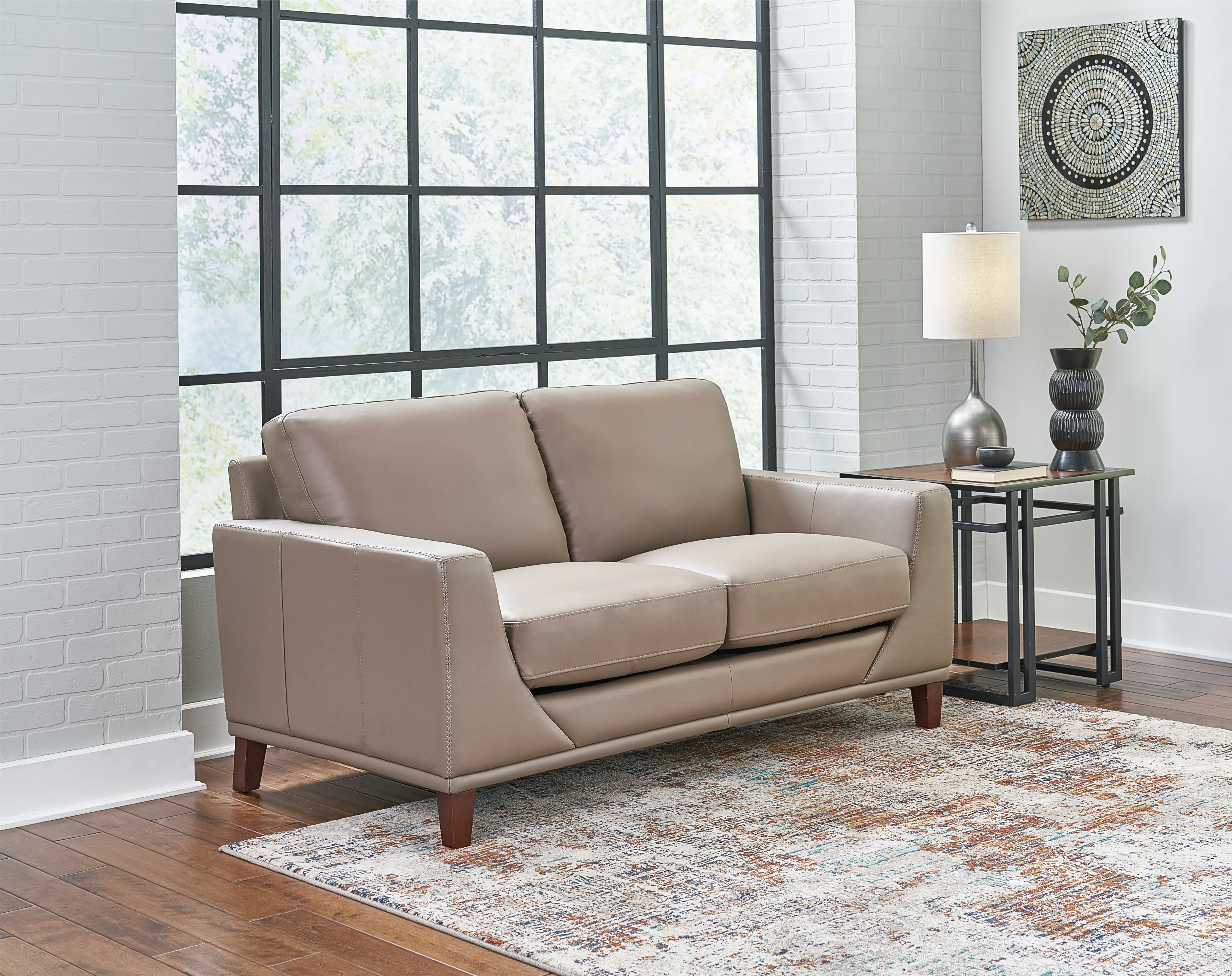 Sonoma Taupe Leather Loveseat - Amax Leather
