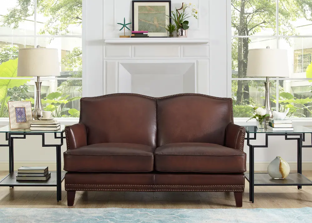 Manchester Brown Leather Loveseat - Amax Leather-1