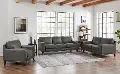 Harper Gray Leather 3 Piece Living Room Set - Amax Leather