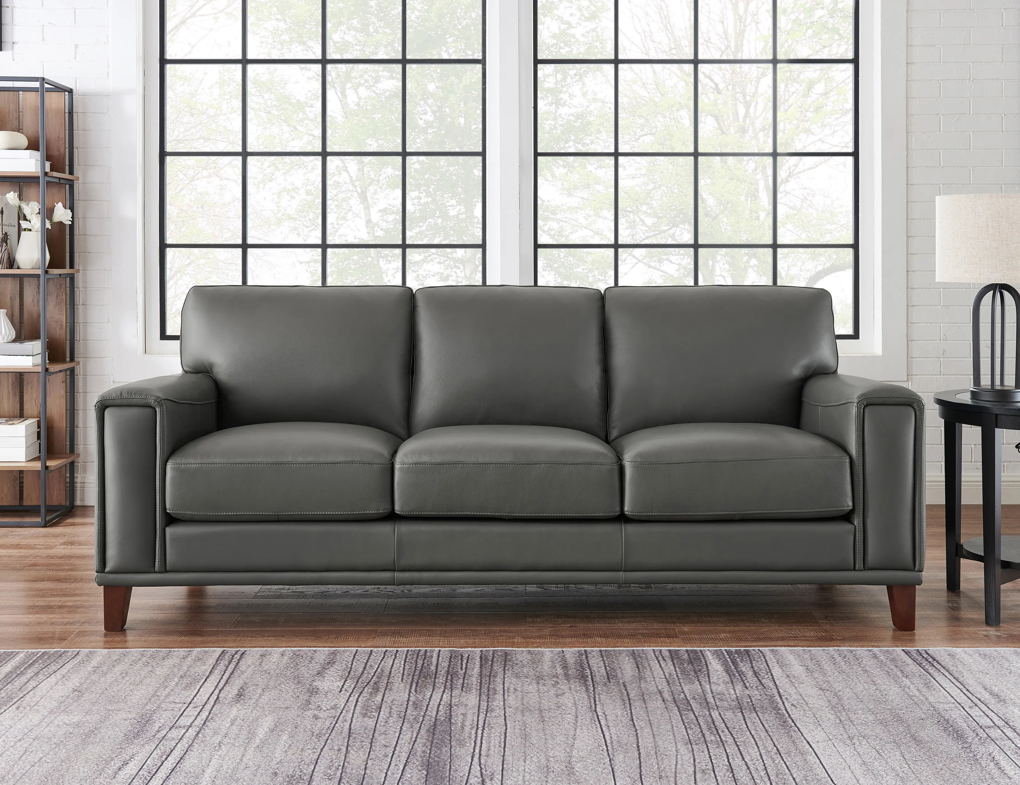 Harper Gray Leather Sofa - Amax Leather