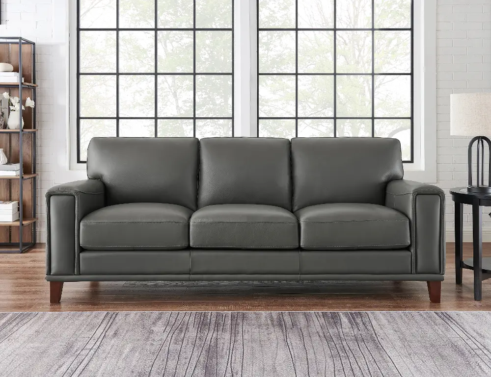 Harper Gray Leather Sofa-1