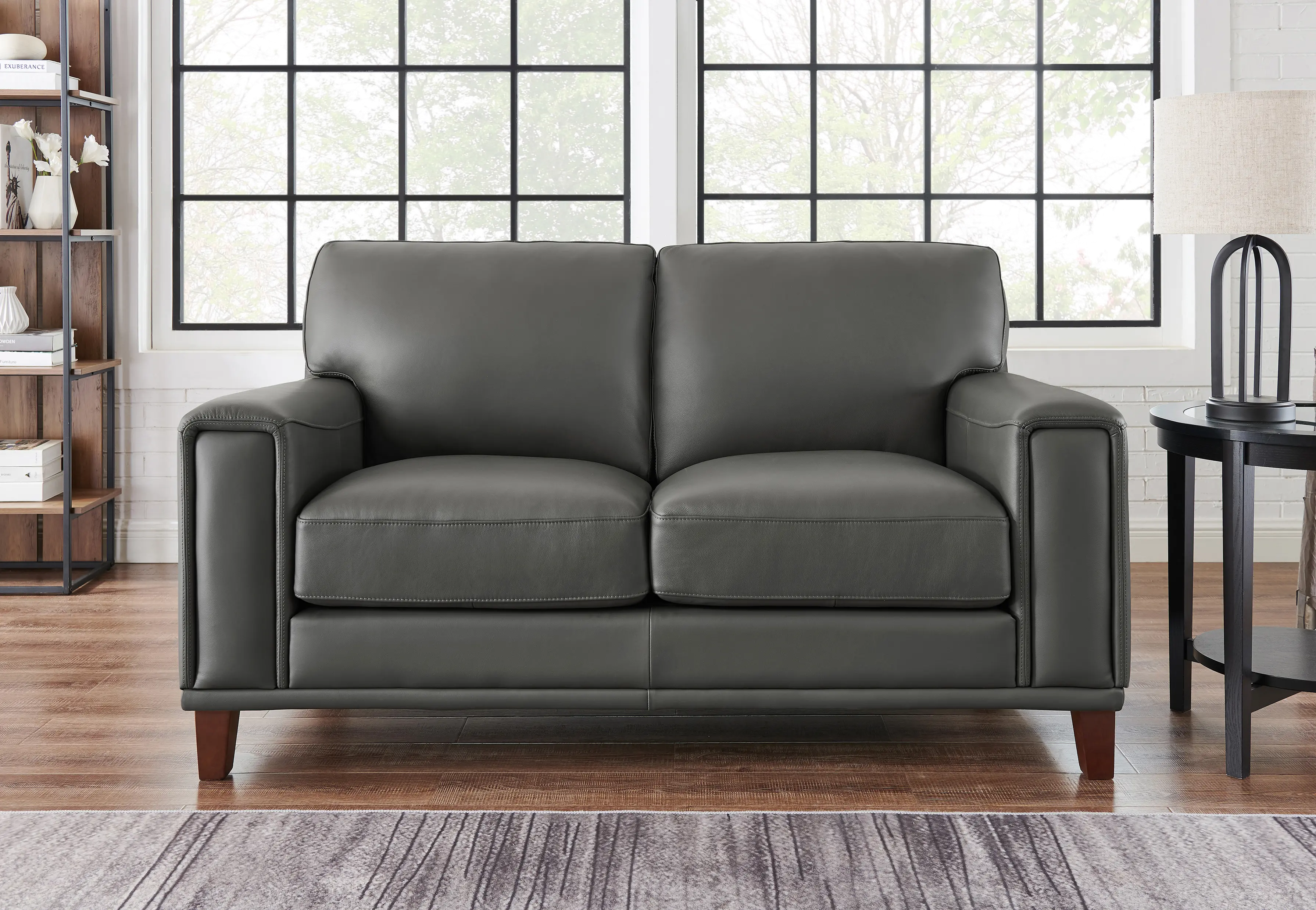 Harper Gray Leather Loveseat - Amax Leather