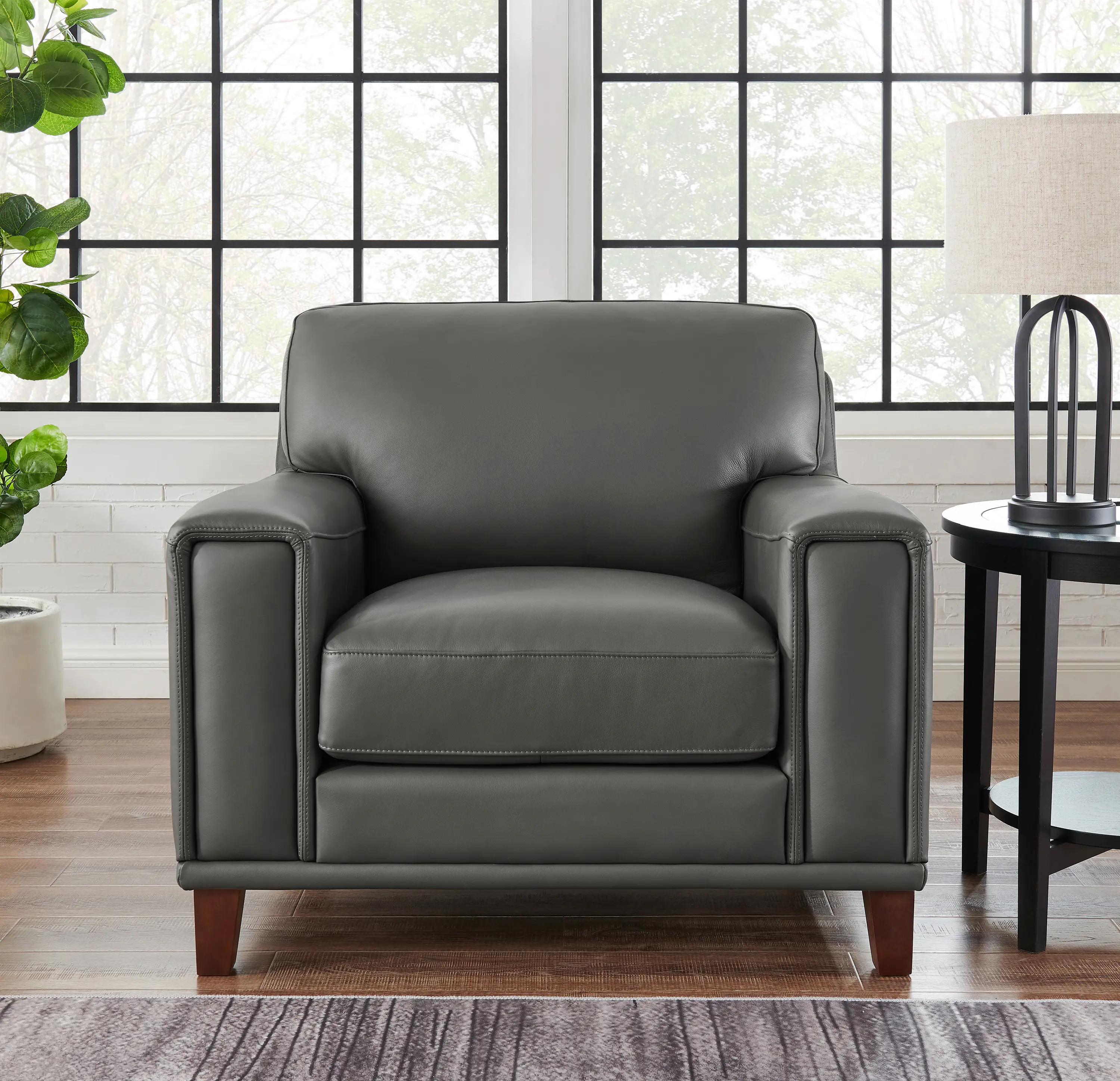 Harper Gray Leather Accent Chair - Amax Leather