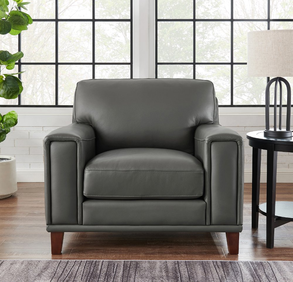 Harper Gray Leather Accent Chair